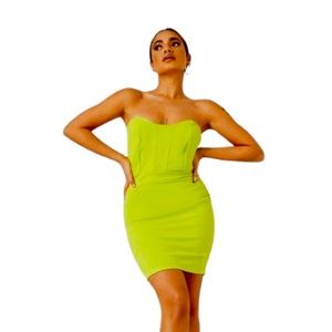 Missguided Petite Lime Bandeau Mini Dress size US 4